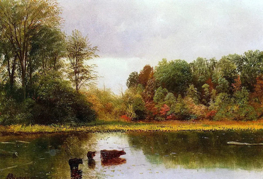 İneklerin Bir Manzara İçinde Sulanması - Albert Bierstadt