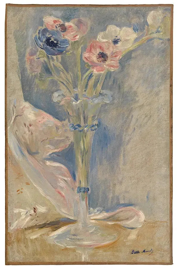 Anemonlar ve şeker torbası ile vazo - Berthe Morisot