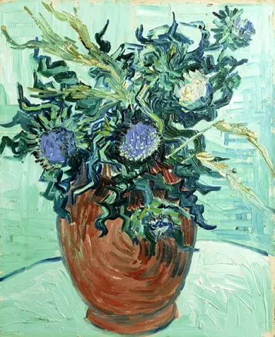 Çiçekler ve dikenlerle vazo - Vincent van Gogh