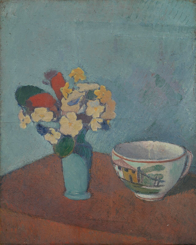 Çiçeklerle Vazo ve Fincan - Émile Bernard