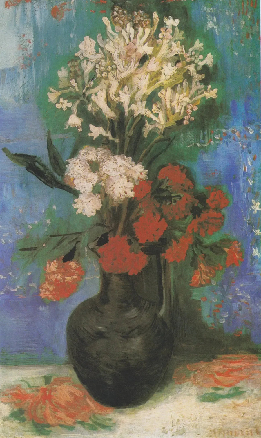 Karanfil ve diğer çiçeklerle vazo - Vincent van Gogh