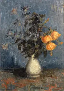Beyaz vazo içinde güller ve diğer çiçekler - Vincent van Gogh