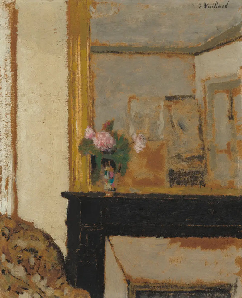 Çiçek Vazosu Bir Şömine Üzerinde - Édouard Vuillard