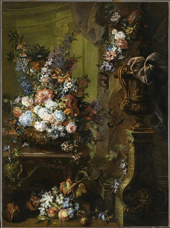 Vase d'or, fleurs et fruits - Antoine Monnoyer