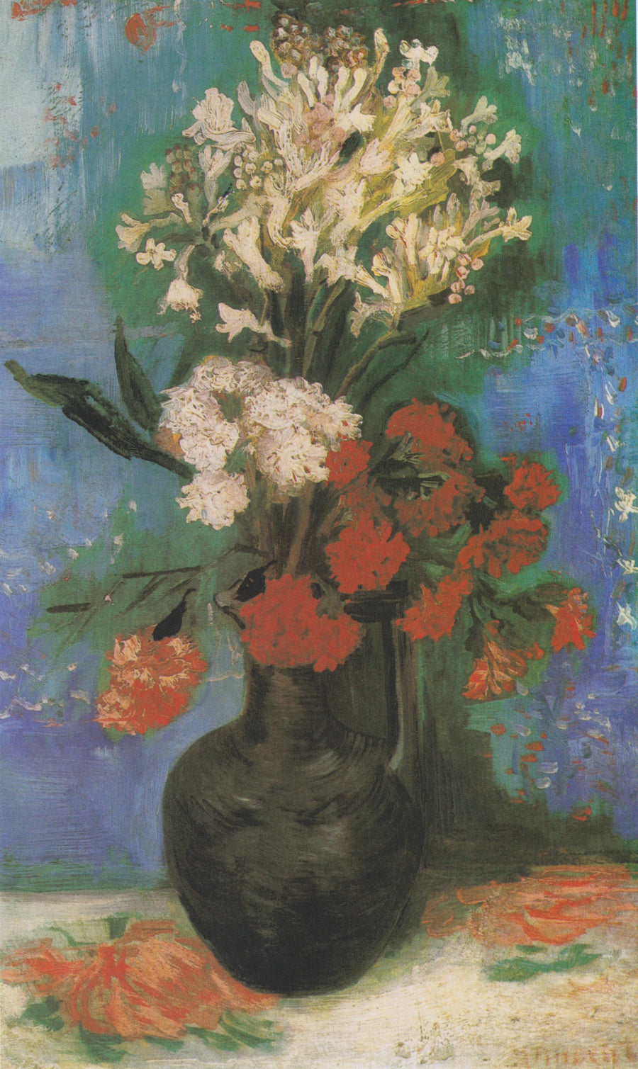 Karanfil ve diğer çiçeklerle vazo - Vincent van Gogh