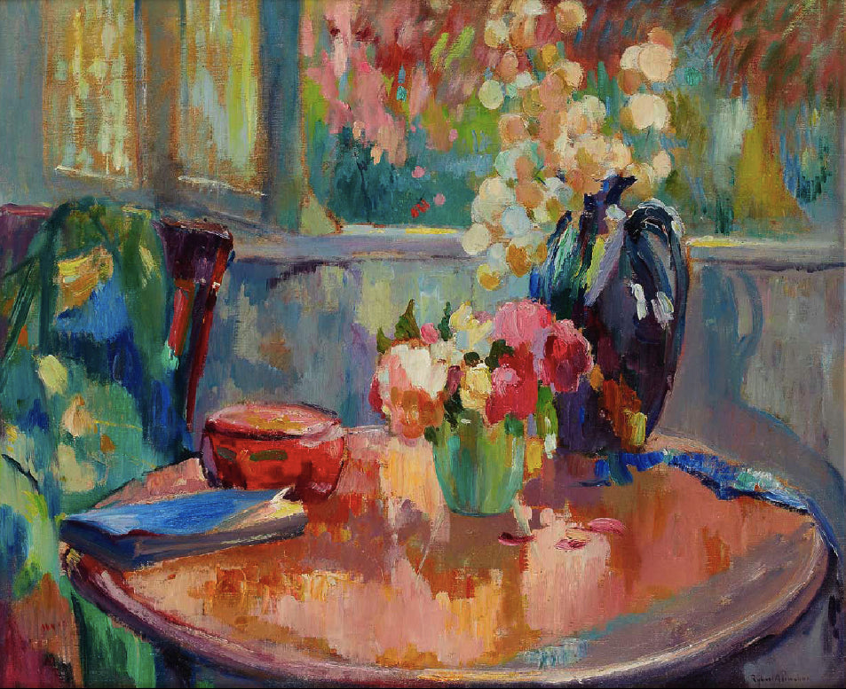 Vases de fleurs sur le guéridon - Robert Antoine Pinchon