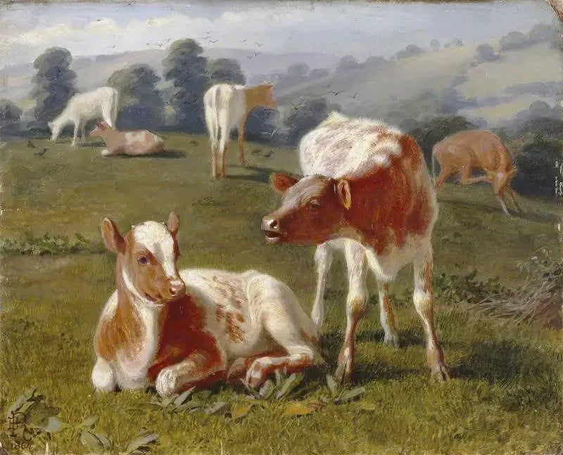 Ahırdaki buzağılar - Briton Rivière