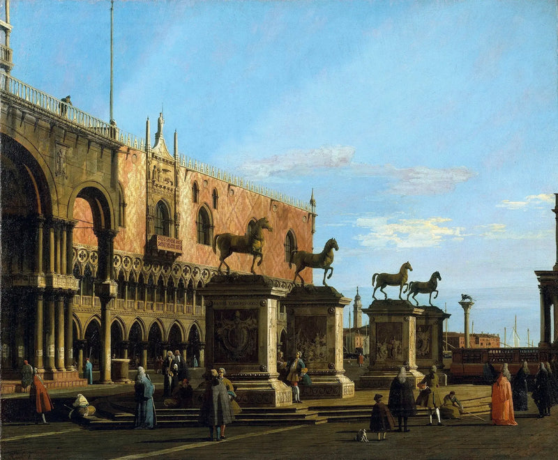 Venise: Piazzetta'nın kaprisleri ve Saint-Marc atları - Canaletto