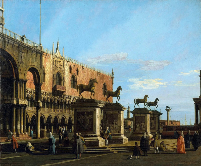 Venise: Piazzetta'nın kaprisleri ve Saint-Marc atları - Canaletto