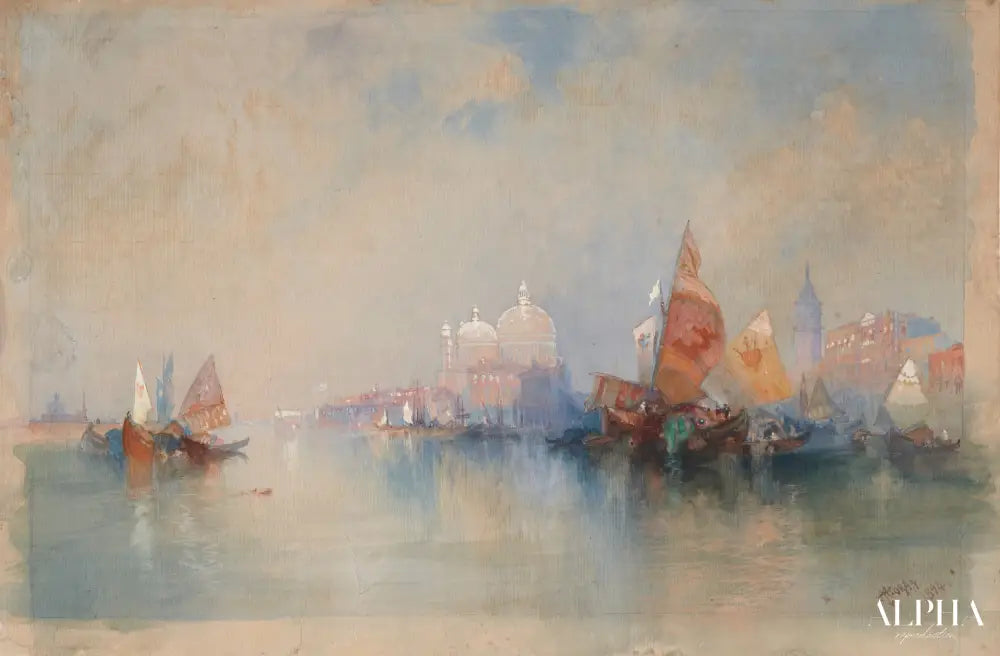 Venise, la lagune en direction de Santa Maria della Salute, 1894 - Thomas Moran - Reproductions de tableaux et peintures haut de gamme