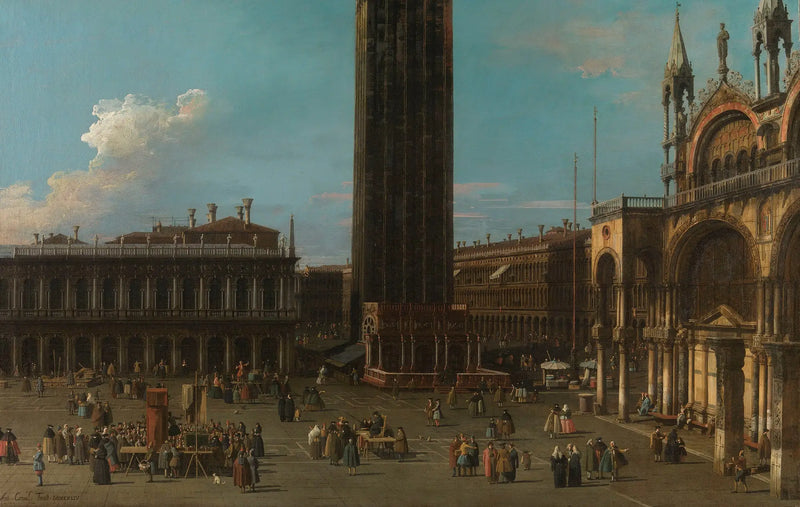 Venice: Piazzetta Meydanı, çan kulesi ve San Marco tarafı - Canaletto