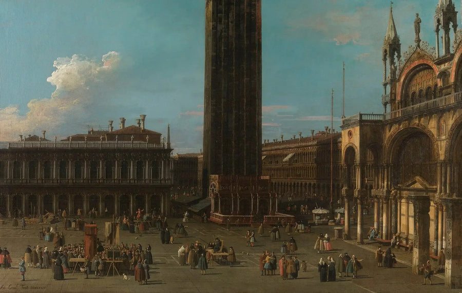 Venice: Piazzetta Meydanı, çan kulesi ve San Marco tarafı - Canaletto
