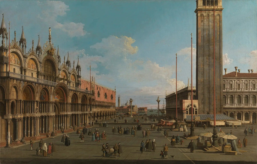 Venice: Saat Kulesi Meydanı ve San Giorgio yönündeki Piazzetta - Canaletto