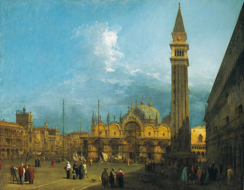 Venice: Saint-Marc Meydanı, basilika ve çan kulesi - Canaletto