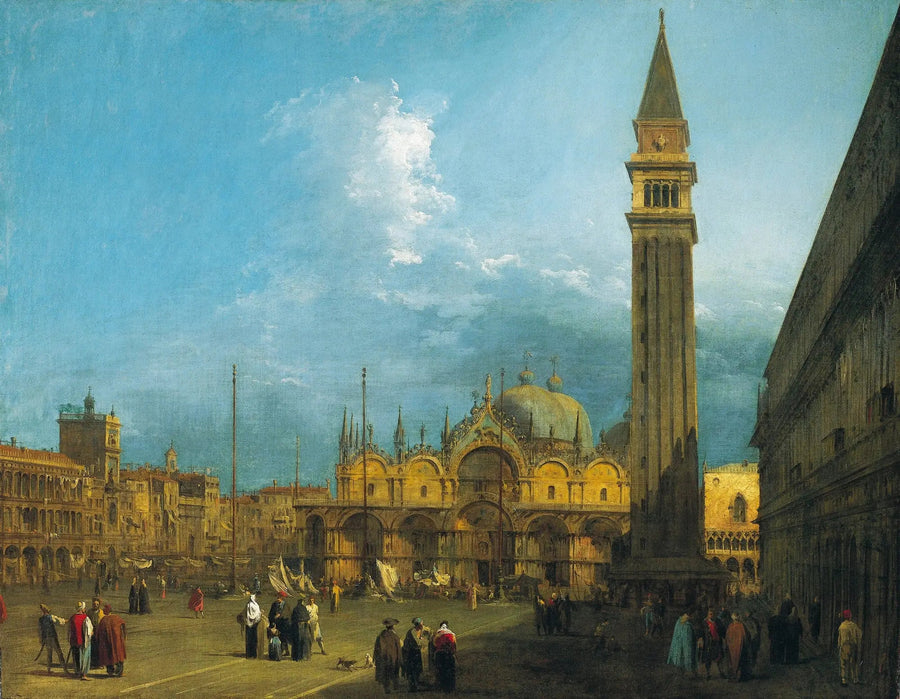 Venice: Saint-Marc Meydanı, basilika ve çan kulesi - Canaletto