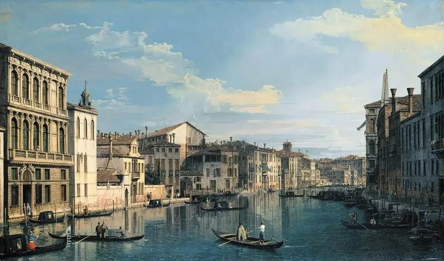 Venice: Flangini Sarayı'ndan San Marcuola Kilisesi'ne doğru Büyük Kanal - Canaletto
