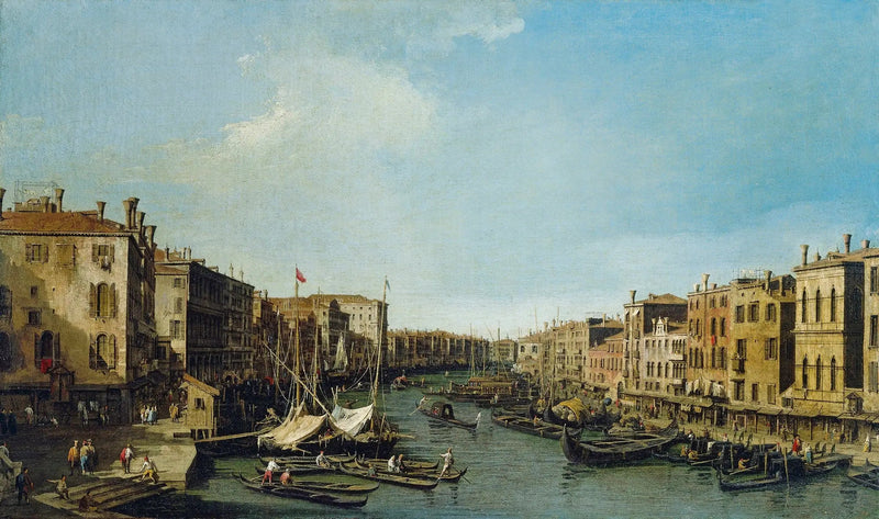Venice: Rialto Büyük Kanalı ve Foscari Sarayı'na doğru - Canaletto