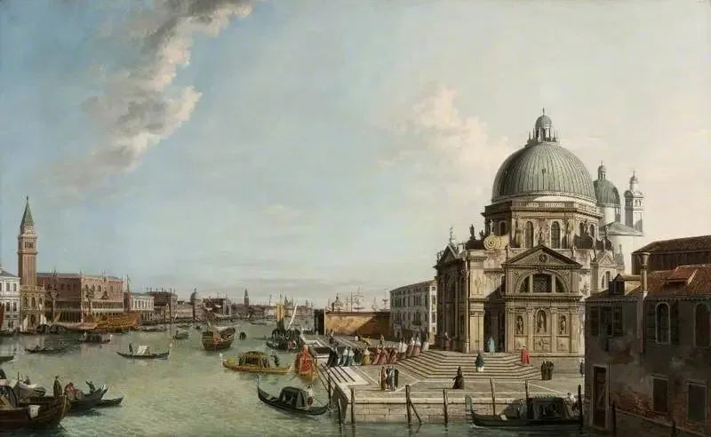Venice: Doğu tarafından görülen Büyük Kanal, Santa Maria della Salute kilisesi ile - Canaletto