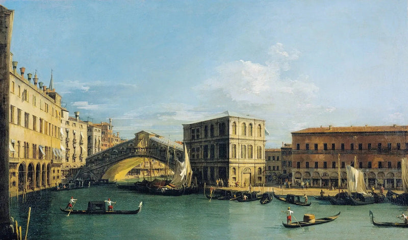 Venice: Kuzey yönüne Rialto Köprüsü - Canaletto