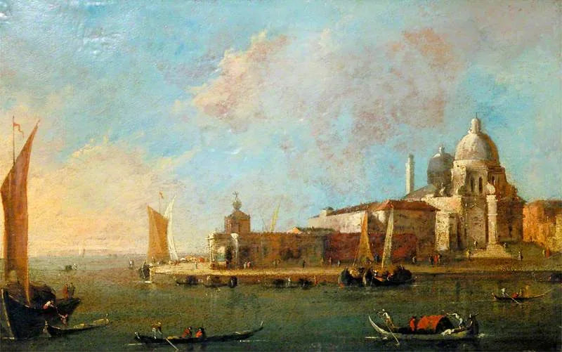 Venise : vue de Santa Maria della Salute et de la Dogana - Francesco Guardi image 1 reproduction de peinture à l’huile