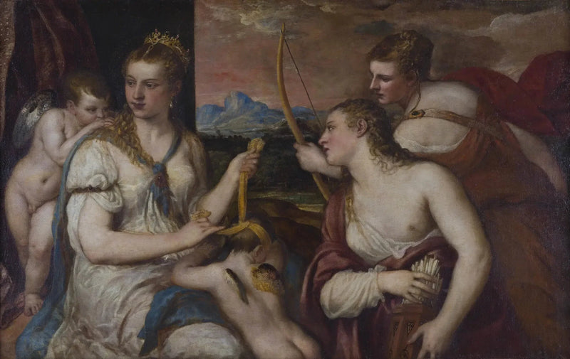 Venüs, Kupidin'in gözlerini bağlarken - Titian