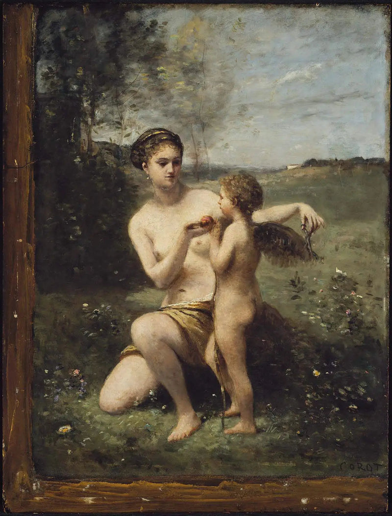 Venüs, Kupidin'in kanatlarını kesiyor - Jean-Baptiste Camille Corot