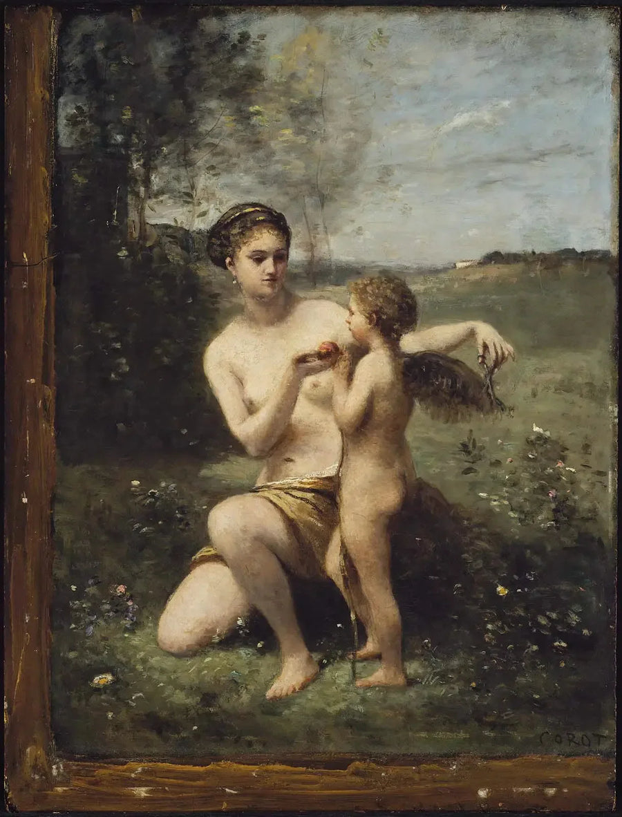 Venüs, Kupidin'in kanatlarını kesiyor - Jean-Baptiste Camille Corot