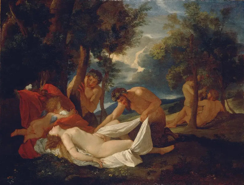 Uyuyan Venus, Satyrler tarafından şaşırtıldı - Nicolas Poussin