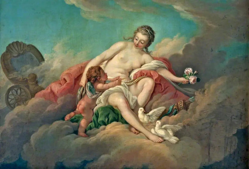 Venüs ve Kupidos bulutlarda - François Boucher