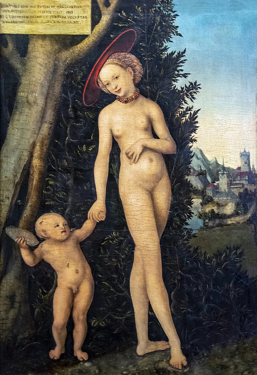 Venüs ve Kupido'nun Bal Çalarken Uçuşu - Lucas Cranach the Elder
