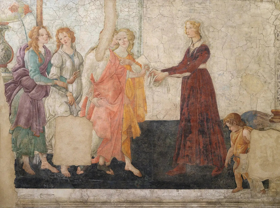 Venüs ve Üç Güzellerin Bir Kız Çocuğuna Hediye Verdiği - Sandro Botticelli
