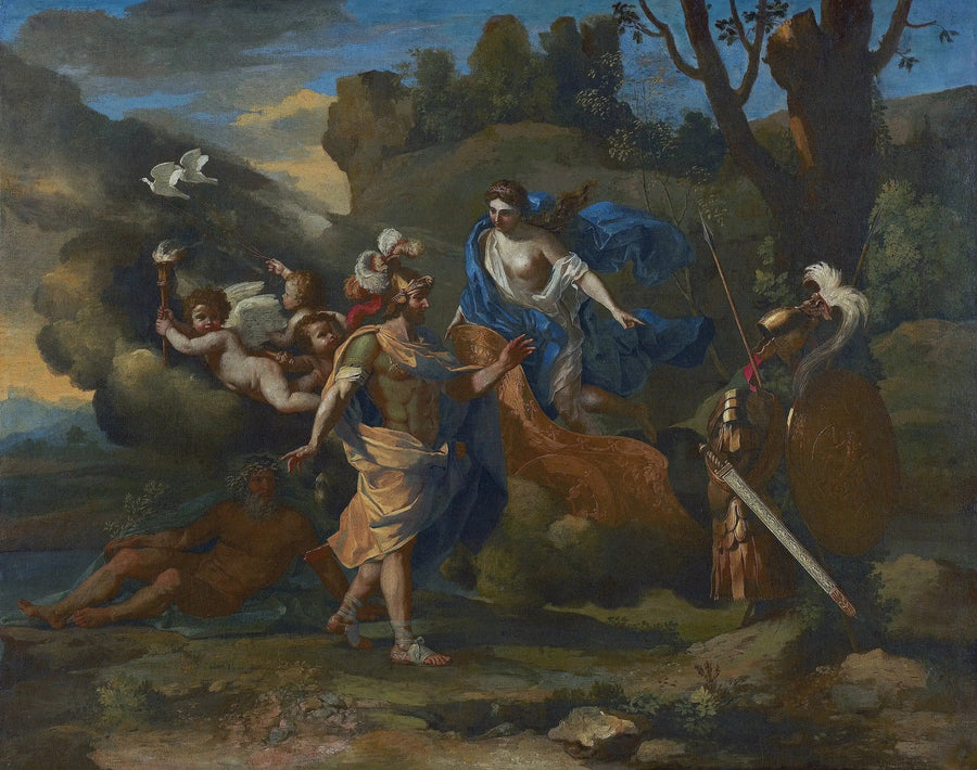 Venüs, Ene'ye Vulcan tarafından dövülmüş silahları gösteriyor - Nicolas Poussin