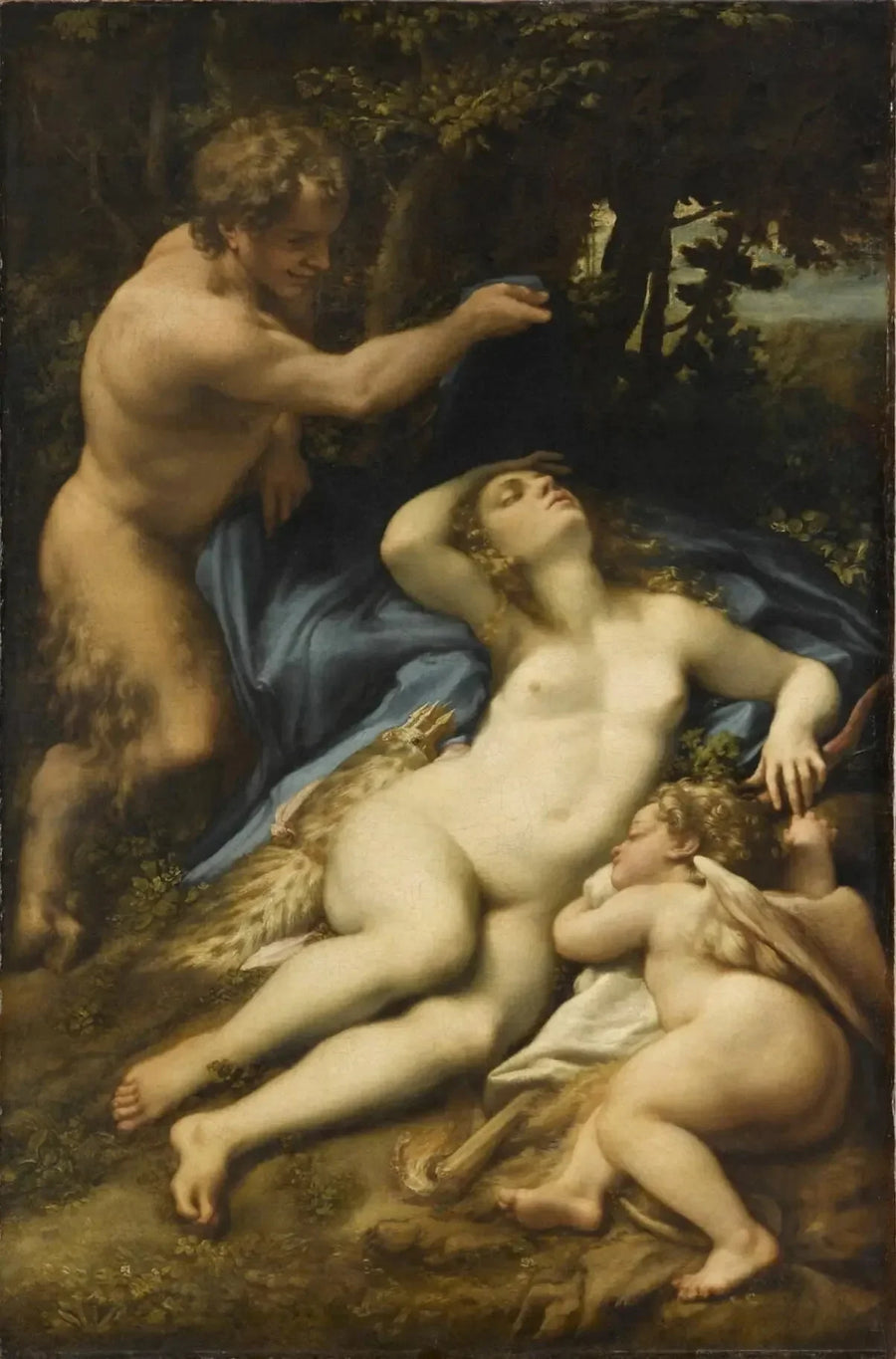 Venüs, Satyr ve Kupido - Antonio da Correggio