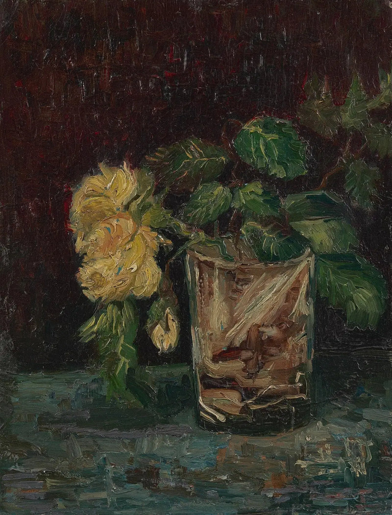 Sarı güllerle cam - Vincent van Gogh