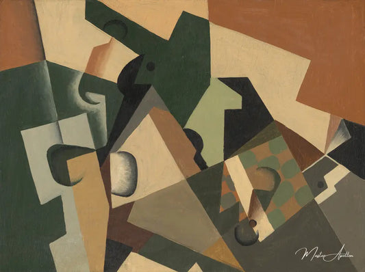 Verre et damier - Juan Gris - Reproductions de tableaux et peintures haut de gamme