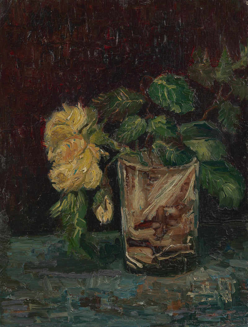 Sarı güllerle cam - Vincent van Gogh