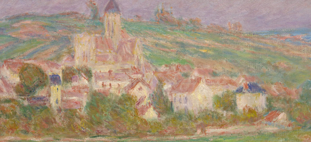 Détail de l’église et du village de Vétheuil dans la version Wildenstein 1643 de Claude Monet