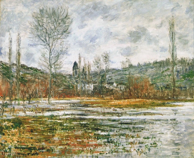 Vétheuil, sular altında kalan çayır W639 - Claude Monet