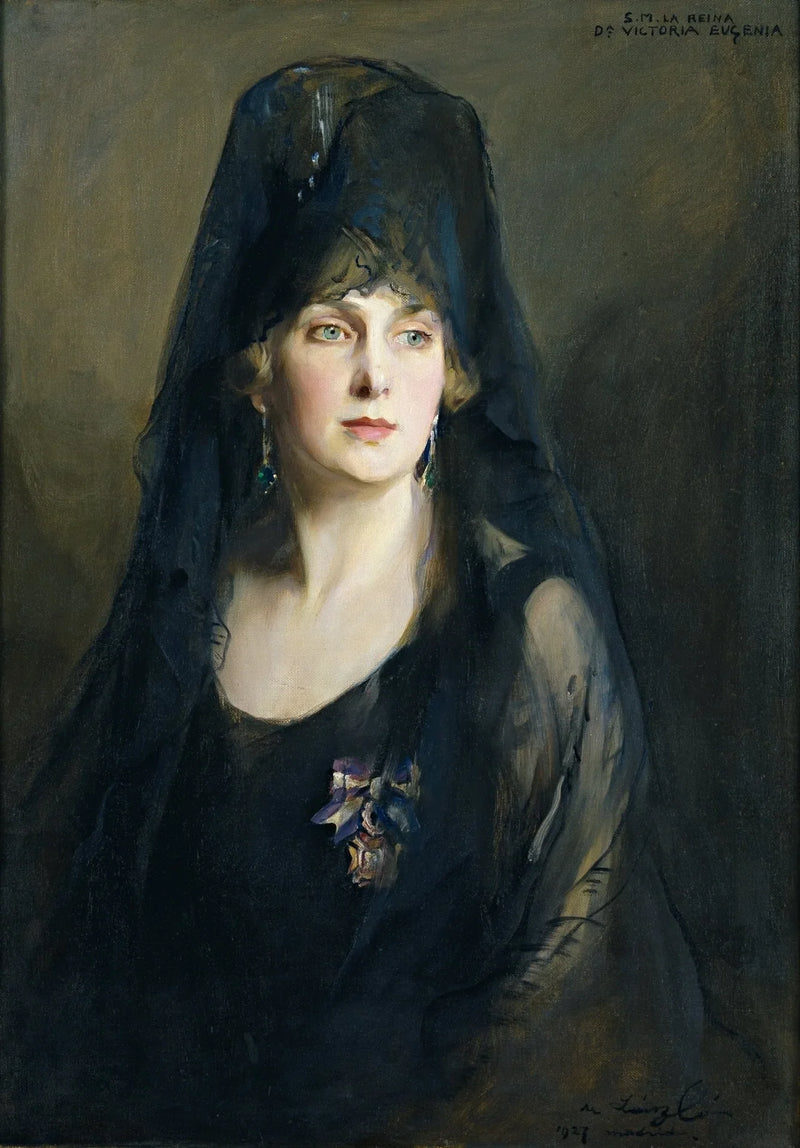 Victoria Eugénie de Battenberg avec une mantille - Philip de László
