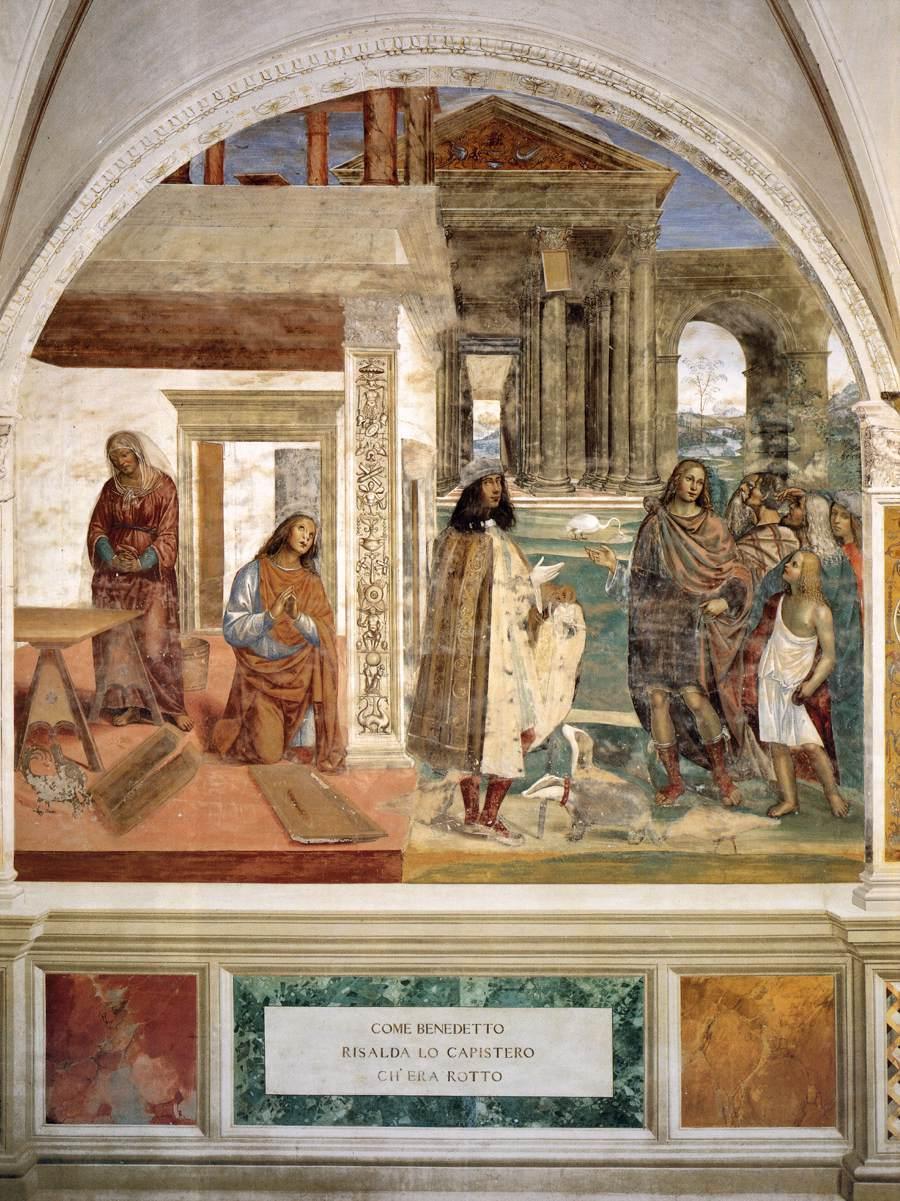Vie de saint Benoît Scène 3 Benoît répare le tamis brisé - Il Sodoma (Giovanni Antonio Bazzi) - Alpha Reproduction