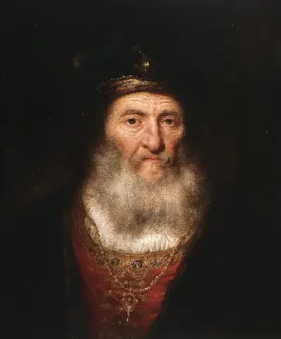 Sakallı yaşlı adam ve madalyon takan bereli - Rembrandt