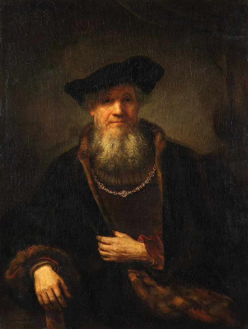 Kürklü Palto Giyen Yaşlı Adam - Rembrandt