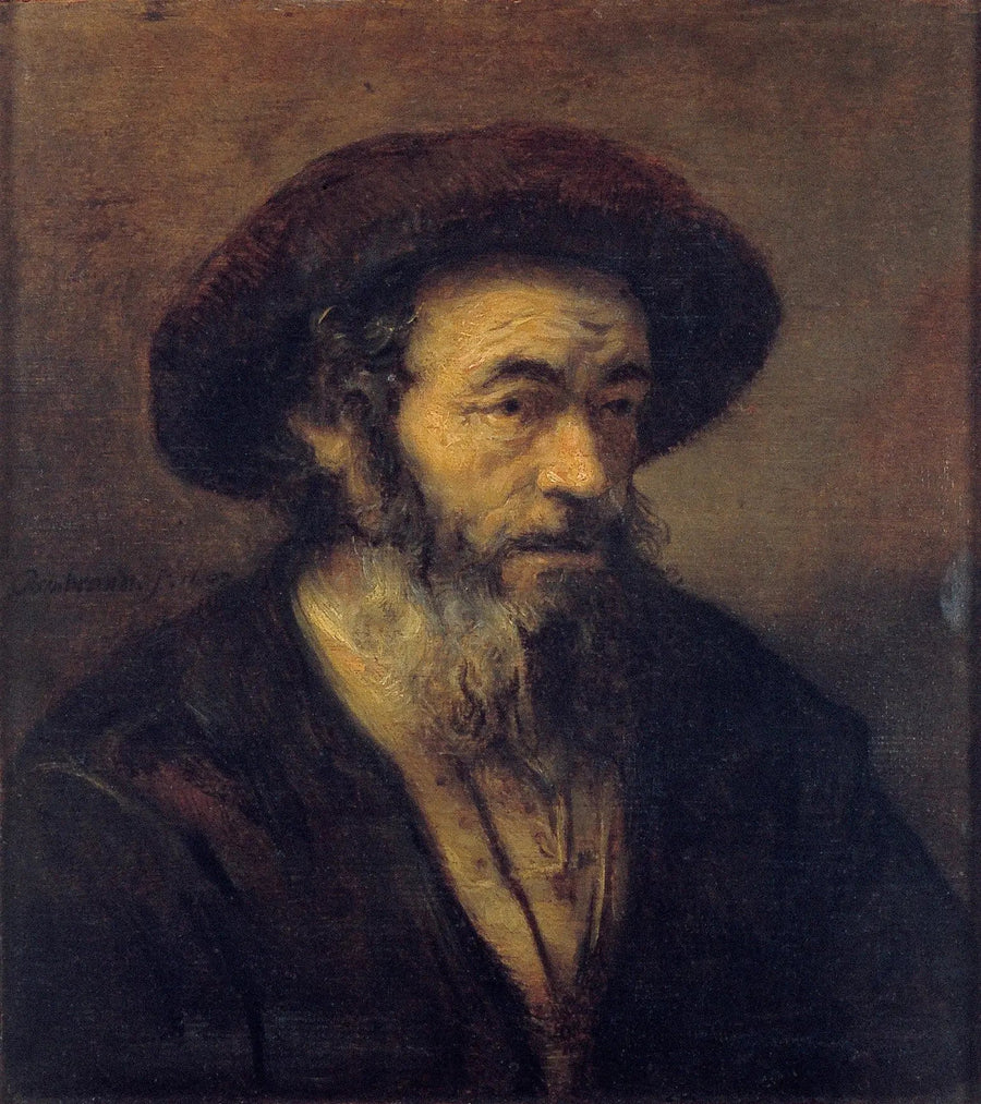 Saçlı yaşlı adam sağa bakan - Rembrandt