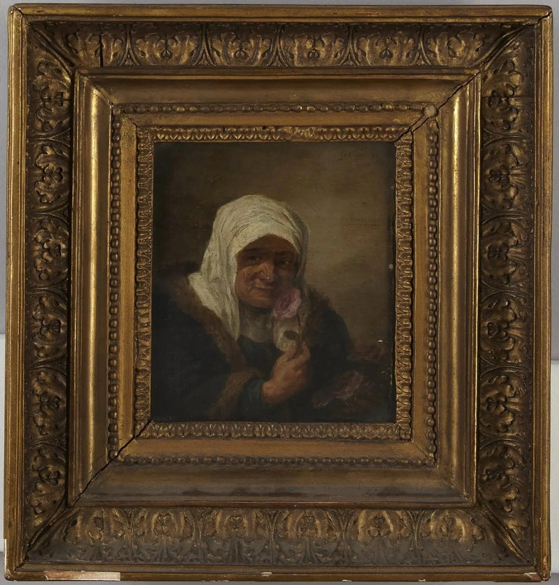 Yaşlı kadın ve gül - David Teniers genç
