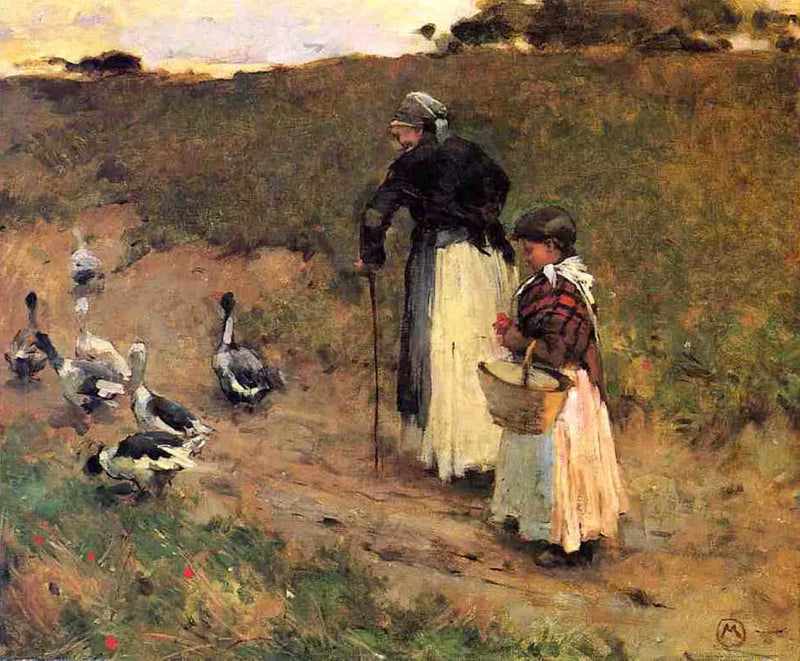 Yaşlı kadın ve çocuk ile kaz - Willard Metcalf
