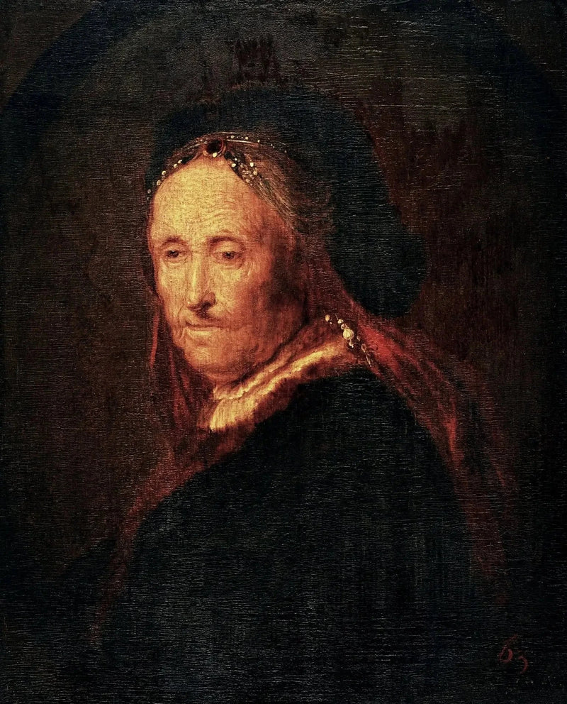 Eski kadın doğu kostümü içinde (Rembrandt'ın annesinin portresi). - Rembrandt