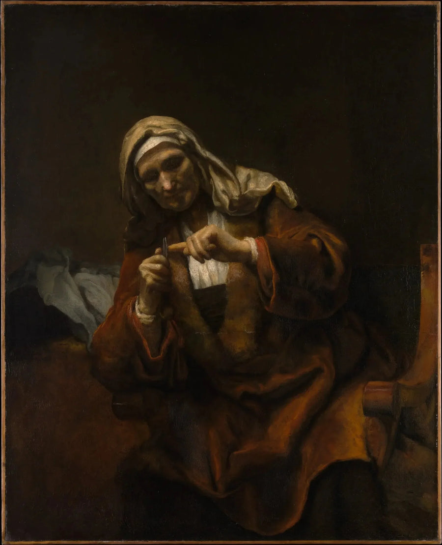 Yaşlı kadın tırnaklarını kesiyor - Rembrandt