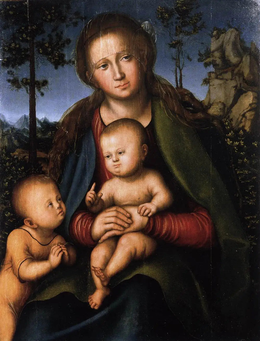 İsa Anası ve Bebek Vaftizci Yahya ile - Lucas Cranach the Elder