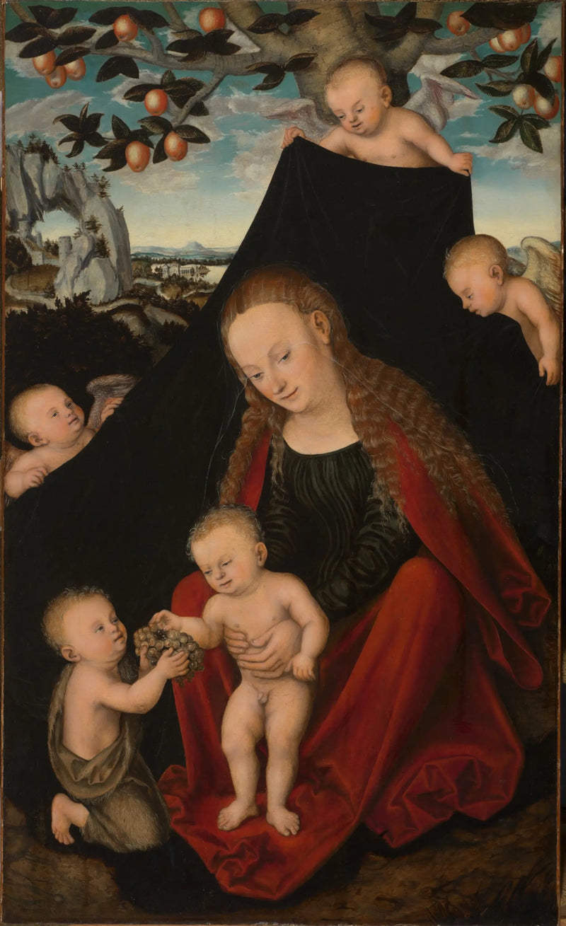 İsa Anası ve Çocuk Vaftizci Yahya ile Melekler - Lucas Cranach the Elder