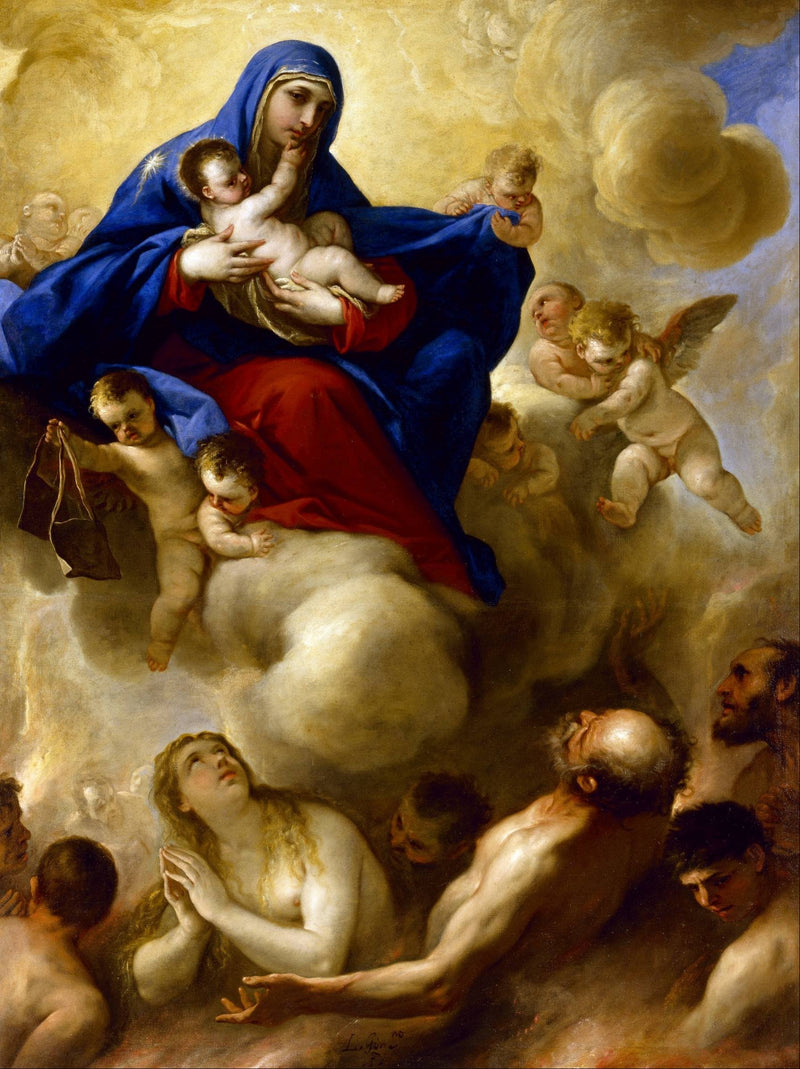 Çocuklu Meryem ve Araf'taki Ruhlar - Luca Giordano